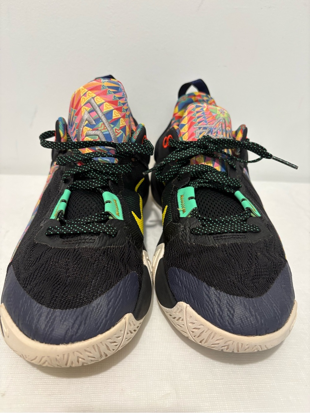 Nike Kids Black Sneakers with Multicolor Tribal Accents